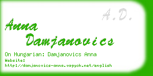 anna damjanovics business card